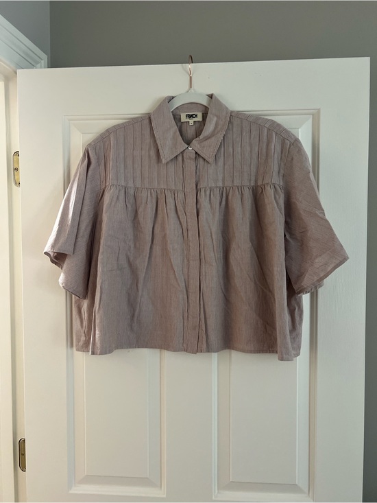 FRNCH Tops - FRNCH Brown Short-Sleeve Button-Front Blouse